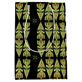 Sac Cadeau Moyen Emballage Cadeau Festif Vert Noir Motif