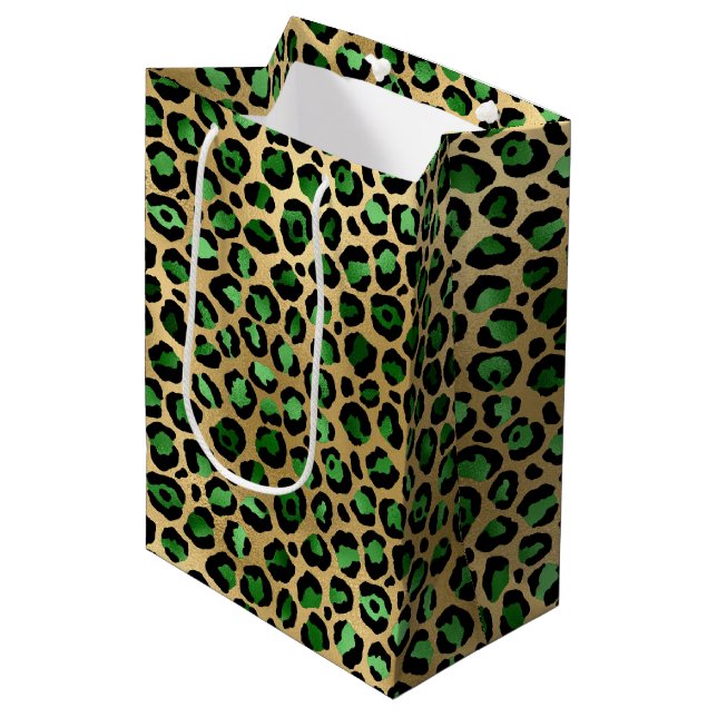 Sac Cadeau Moyen Emerald et Gold Safari Series Design 8 (Devant Angle)