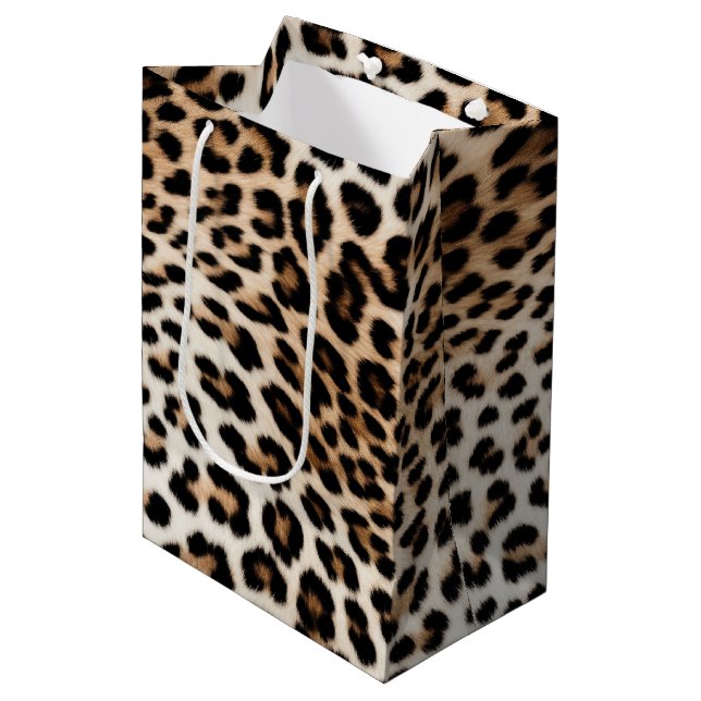 Sac Cadeau Moyen Empreinte de léopard blanc chic (Devant Angle)