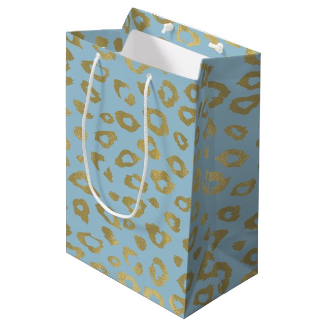 Sac Cadeau Moyen Empreinte de léopard Gold Blue Ombre (Devant Angle)