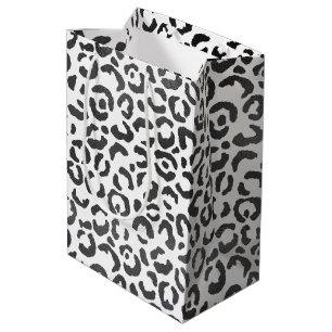 Sac Cadeau Moyen Empreinte de léopard noir et blanc