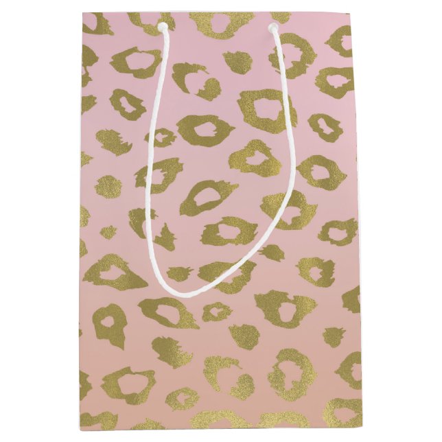 Sac Cadeau Moyen Empreinte de léopard rose d'or d'Ombre (Devant)
