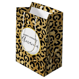Sac Cadeau Moyen Empreinte de léopard sauvage et exotique Motif Ann