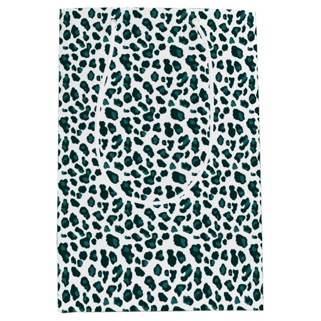 Sac Cadeau Moyen Empreinte de léopard Turquoise moderne (Devant)