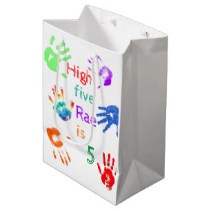Sac Cadeau Moyen Empreintes à main de peinture Anniversaire avec no
