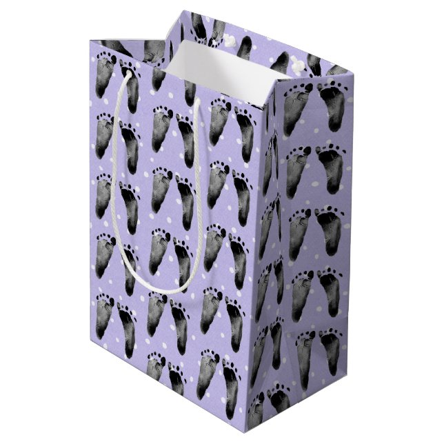 Sac Cadeau Moyen Empreintes de bébé sur pois (Dos Angle)