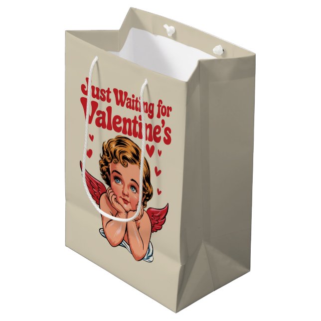 Sac Cadeau Moyen En attendant simplement la Saint-Valentin Bébé Cup (Devant Angle)