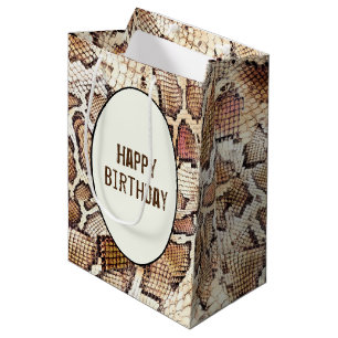 Sac cadeau moyen en impression peau de serpent pou