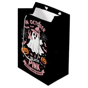 Sac Cadeau Moyen En Octobre Nous Portons Rose Sorcière Fantôme Canc