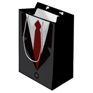 Sac cadeau moyen en tenue grise