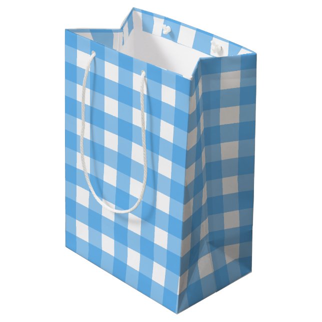 Sac Cadeau Moyen En vichy bleu ciel (Dos Angle)