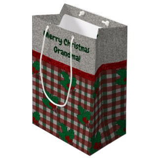 Sac Cadeau Moyen en vichy de Noël des années 1940 - Personnalisé