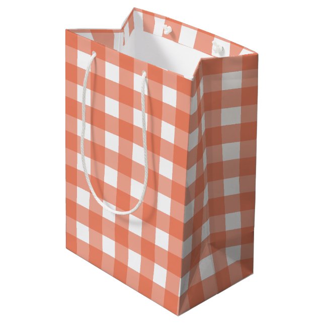Sac Cadeau Moyen En vichy orange (Dos Angle)