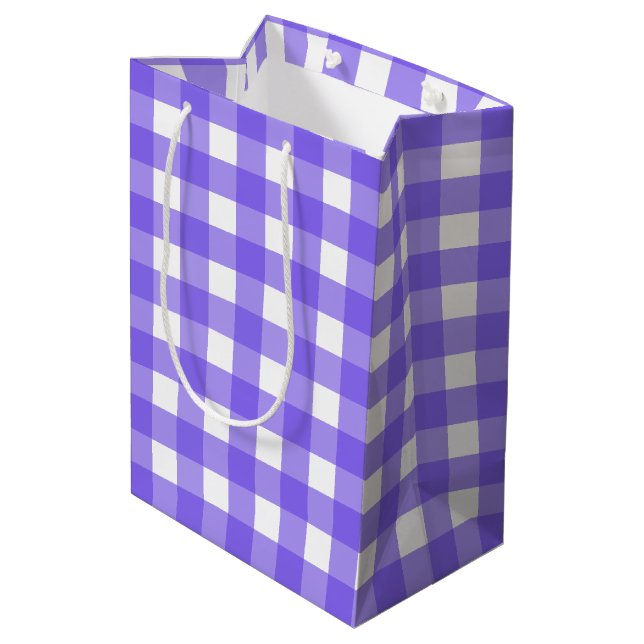 Sac Cadeau Moyen En vichy périphérique et blanc (Dos Angle)