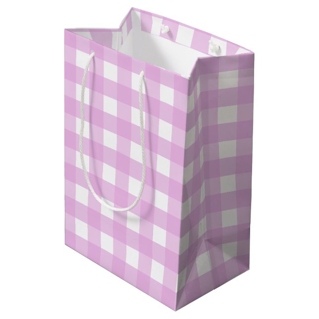 Sac Cadeau Moyen En vichy rose pâle (Dos Angle)