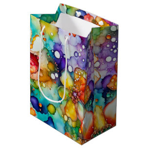 Sac Cadeau Moyen Encre Abstraite Florale