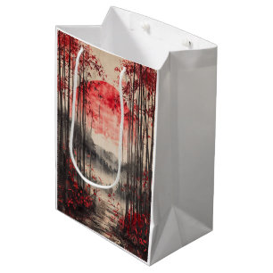 Sac Cadeau Moyen Encre lavée Sakura Lune de sang (1)