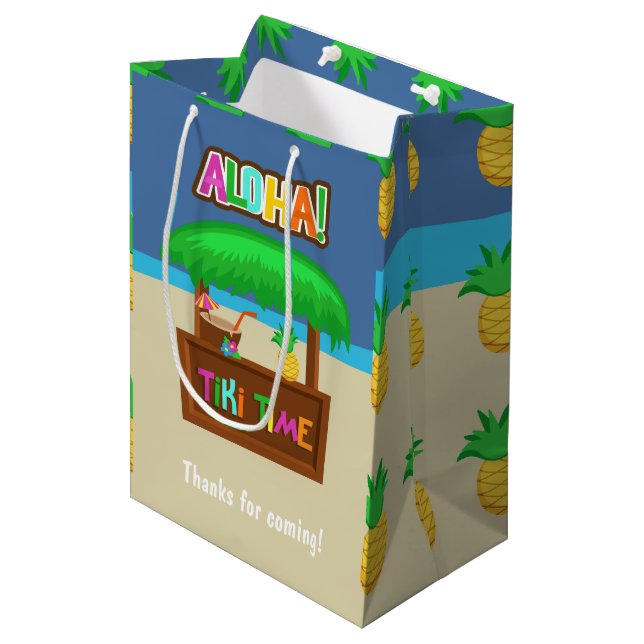 Sac Cadeau Moyen Enfants Hawaiian Luau Party Invité Favoriser (Devant Angle)