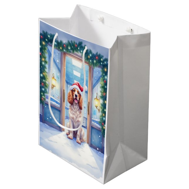 Sac Cadeau Moyen English Cocker Spaniel Nurse Station Santa Hat (Devant Angle)