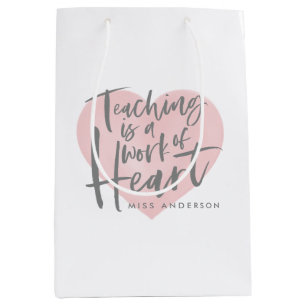 Sac Cadeau Moyen Enseignant don coeur d'amour