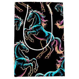 Sac Cadeau Moyen Enseigne au néon Cheval Style Rétro Glitch
