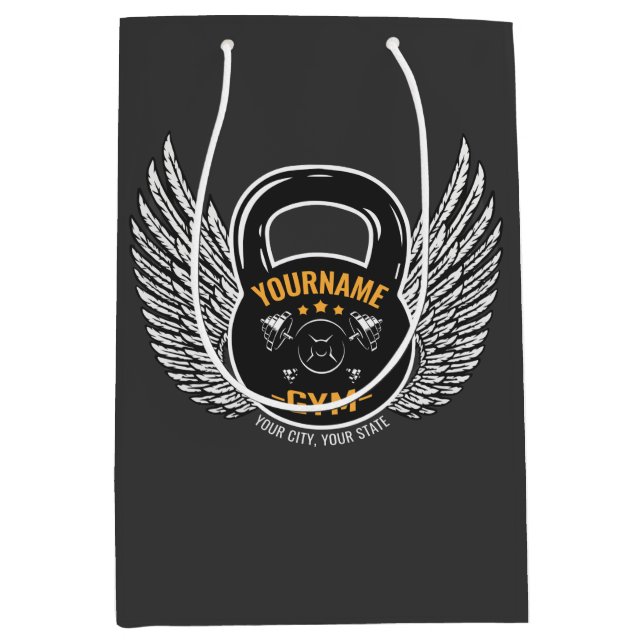 Sac Cadeau Moyen Entraîneur de fitness GYM personnalisé Kettlebell  (Devant)