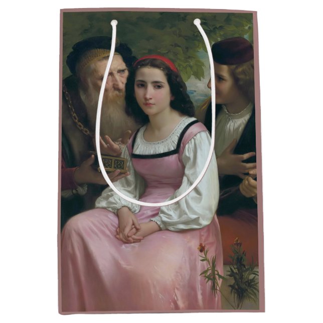 Sac Cadeau Moyen Entre richesse et amour (par Bouguereau) (Devant)