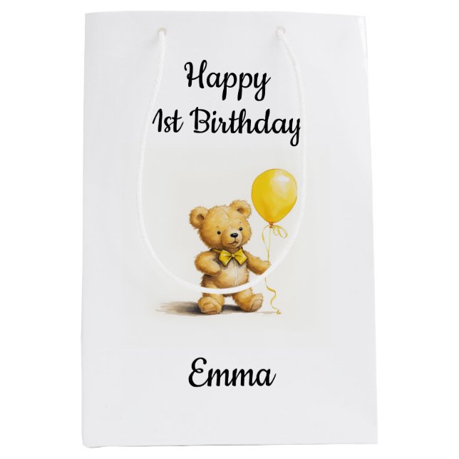 Sac Cadeau Moyen Enveloppe cadeau bébé et enfant, ours partout, (Devant)