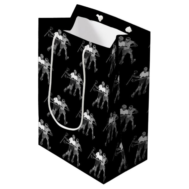 Sac Cadeau Moyen Équipe de crosse Noir (Devant Angle)