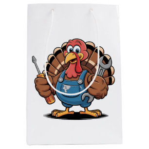 Sac Cadeau Moyen Équipe de Mécanicien Dinde de Thanksgiving 