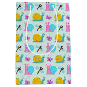 Sac Cadeau Moyen Escargots, papillons et libellules