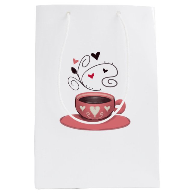 Sac Cadeau Moyen Espresso rose (Devant)
