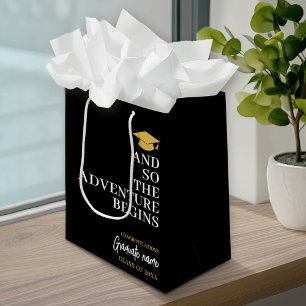 Sac Cadeau Moyen Et Donc L'Aventure Commence La Graduation Black Go