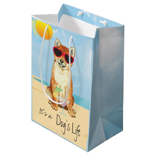 Sac Cadeau Moyen Été Shiba Inu (Devant Angle)