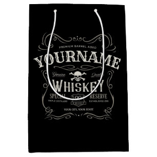 Sac Cadeau Moyen Étiquette de Whisky Ancienne Personnalisée Bar à A