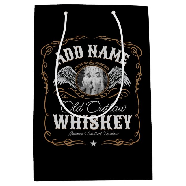 Sac Cadeau Moyen Étiquette de whisky Moonshine Vieille ADD PHOTO No (Devant)