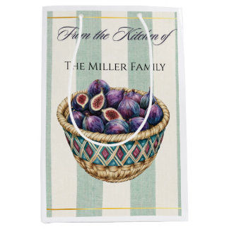 Sac Cadeau Moyen Étiquettes de cuisine vintage pour figues en aquar