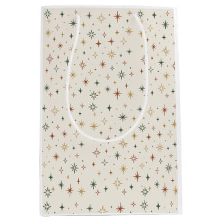 Sac Cadeau Moyen Étoiles de Noël et motif scintillant