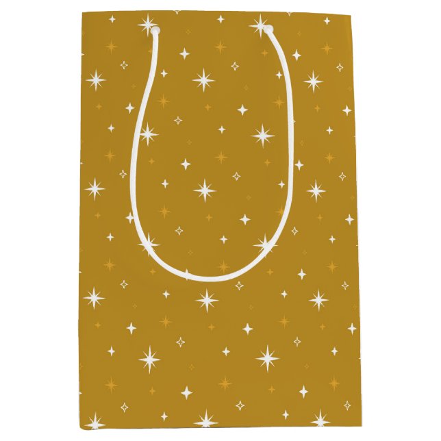 Sac Cadeau Moyen Étoiles dorées modernes (Devant)