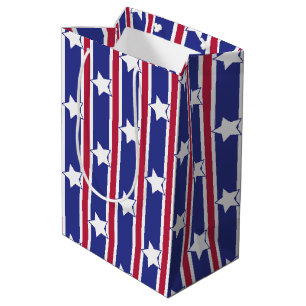 Sac Cadeau Moyen Étoiles et rayures patriotiques amusantes et fanta