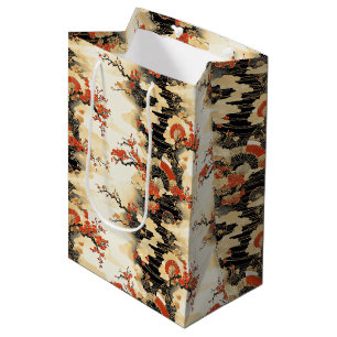 Sac Cadeau Moyen Éventail motif fleur de cerisier japonais (3)