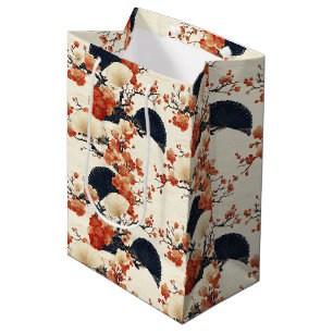 Sac Cadeau Moyen Éventail motif fleur de cerisier japonais (6)