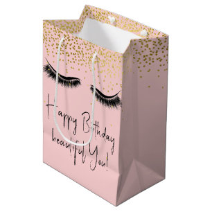 Sac Cadeau Moyen Eyelashes d'anniversaire avec Parties scintillant 