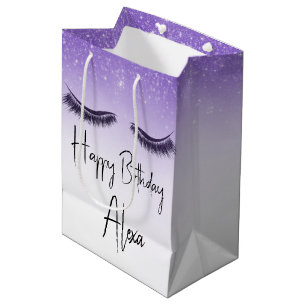 Sac Cadeau Moyen Eyelashes d'anniversaire avec Parties scintillant