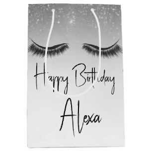 Sac Cadeau Moyen Eyelashes d'anniversaire avec Parties scintillant