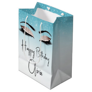 Sac Cadeau Moyen Eyelashes d'anniversaire avec Parties scintillant