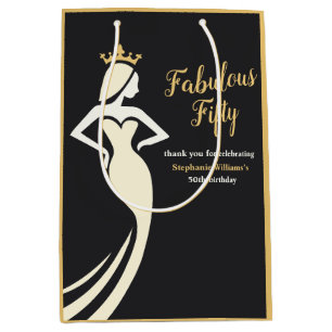 Sac Cadeau Moyen Fabulouse Reine Fifty Or Noir 50e Anniversaire