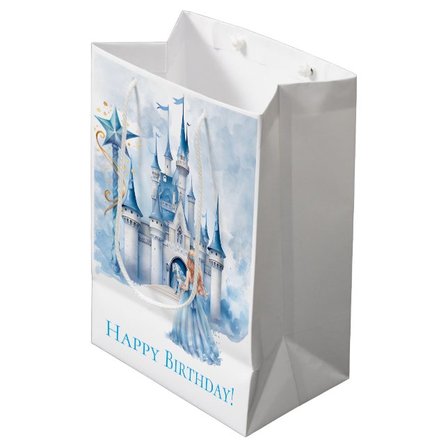 Sac Cadeau Moyen Fairy Tale Princess Castle Girl Anniversaire (Devant Angle)