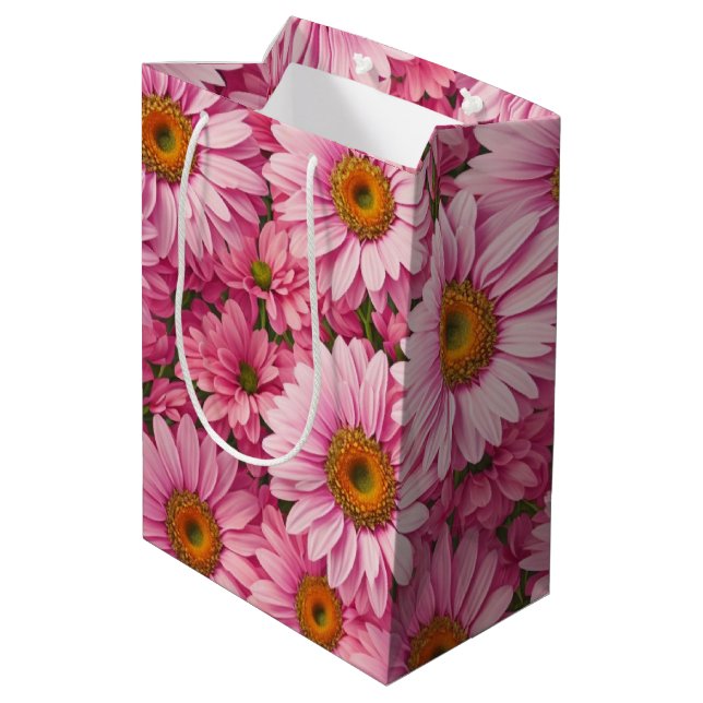 Sac Cadeau Moyen Faisceaux rose rose printanière rose pâle margueri (Dos Angle)