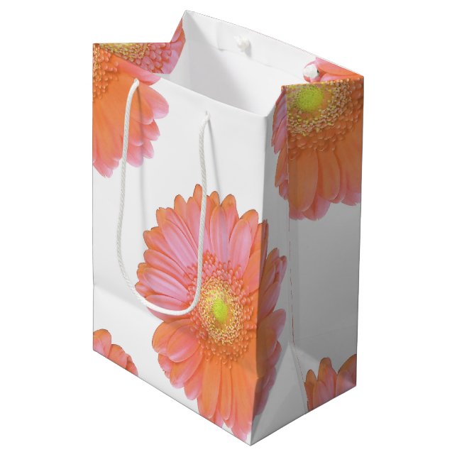 Sac Cadeau Moyen Faisée de gerbera orange (Devant Angle)